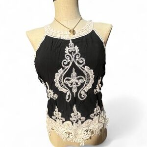 Ultra Pink Black and Cream Lace cami